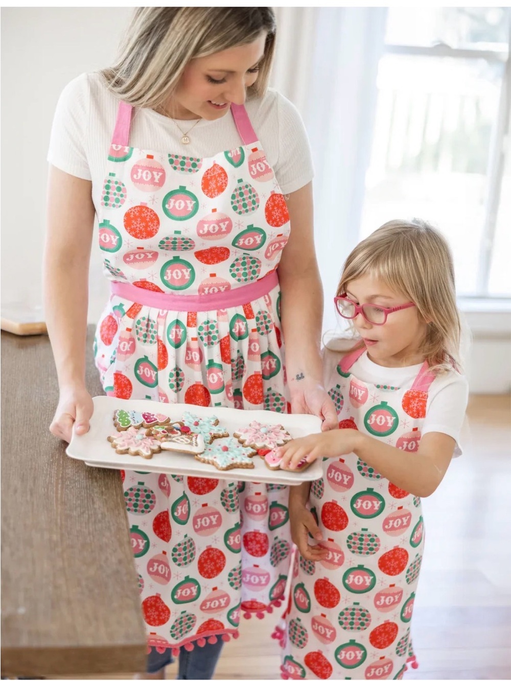 Kids Pink 'Joy' Holiday Apron Mary Square Holiday NWT